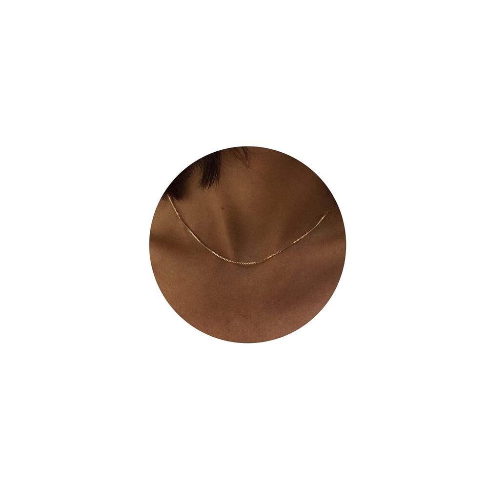 Dainty Necklace for Women, Gold Plated Box Chain Simple Minimalist Thin